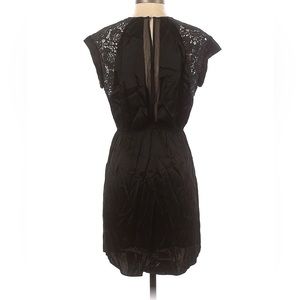 Rebecca Taylor Cocktail & Party Dress black satin lace sleeve pockets mini 10